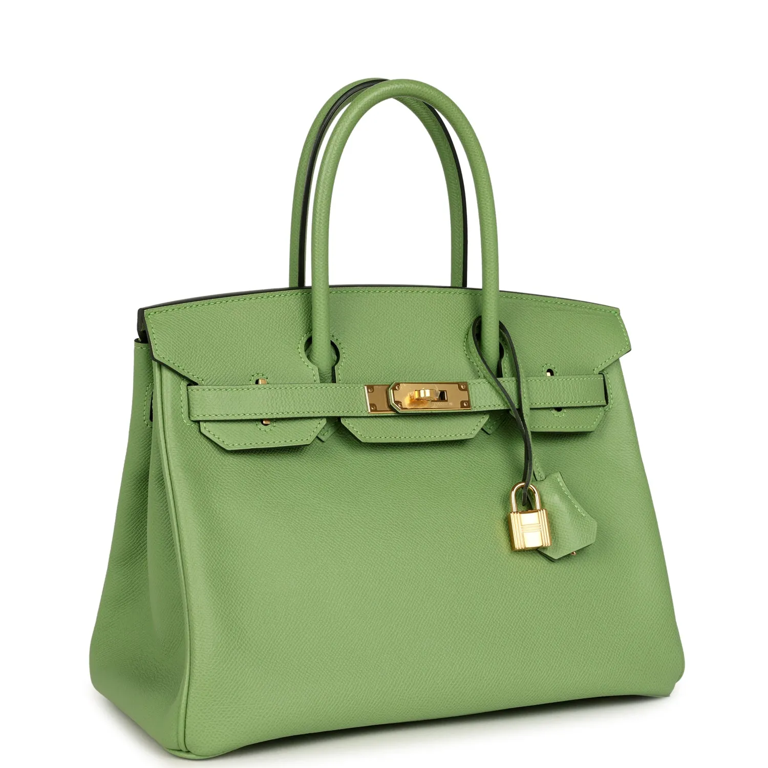 Herthtmes Birkin 40 Handbag  Vert Criquet Epsom GOLD Hardware