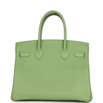 Herthtmes Birkin 40 Handbag  Vert Criquet Epsom GOLD Hardware