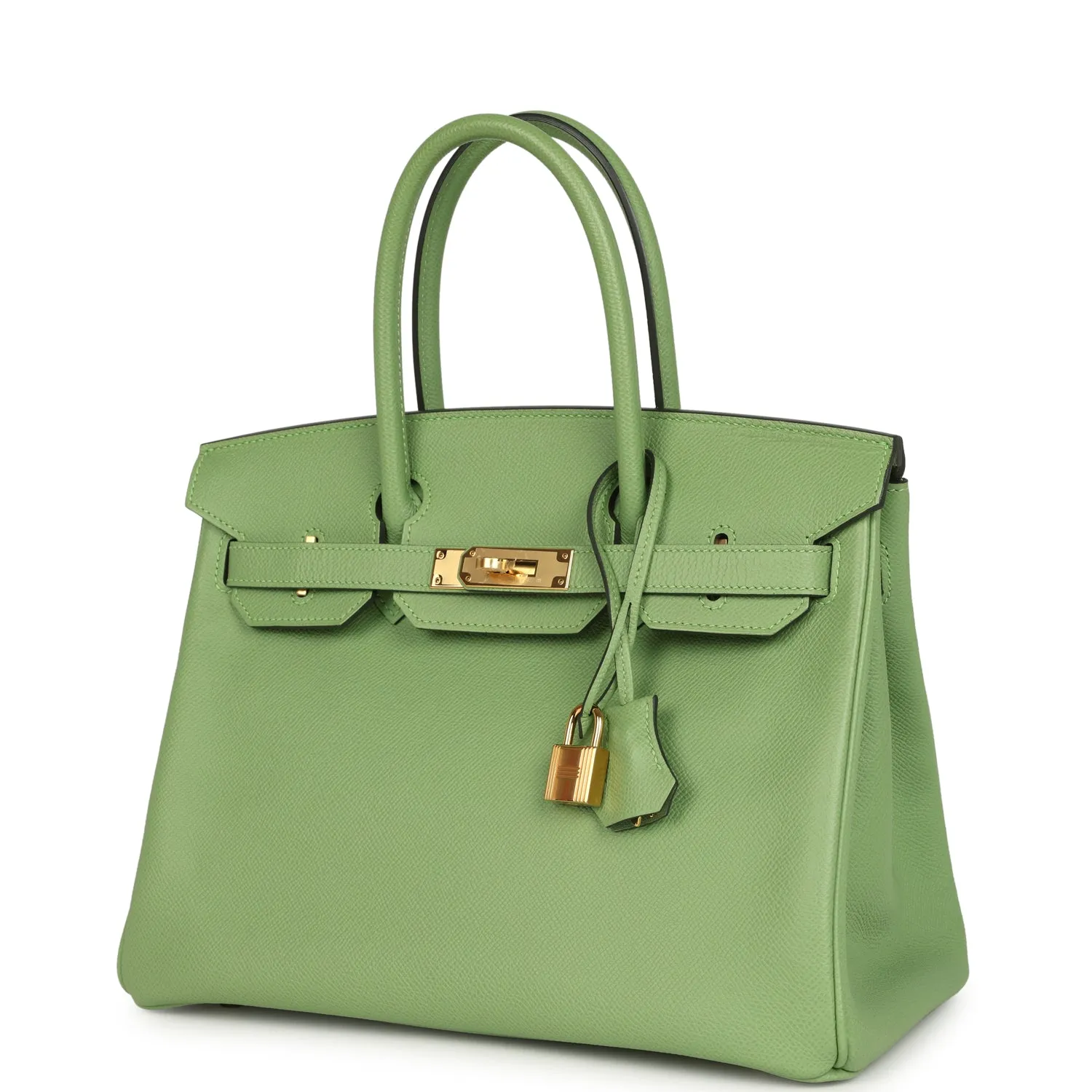 Herthtmes Birkin 40 Handbag  Vert Criquet Epsom GOLD Hardware