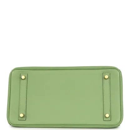 Herthtmes Birkin 40 Handbag  Vert Criquet Epsom GOLD Hardware