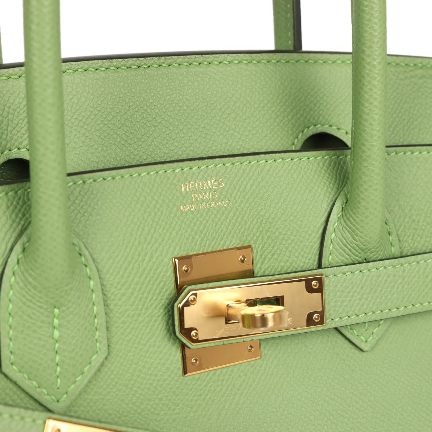 Herthtmes Birkin 40 Handbag  Vert Criquet Epsom GOLD Hardware