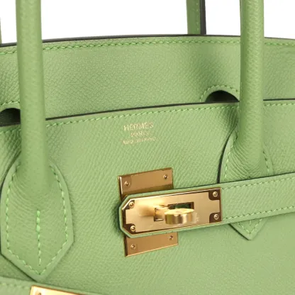 Herthtmes Birkin 40 Handbag  Vert Criquet Epsom GOLD Hardware