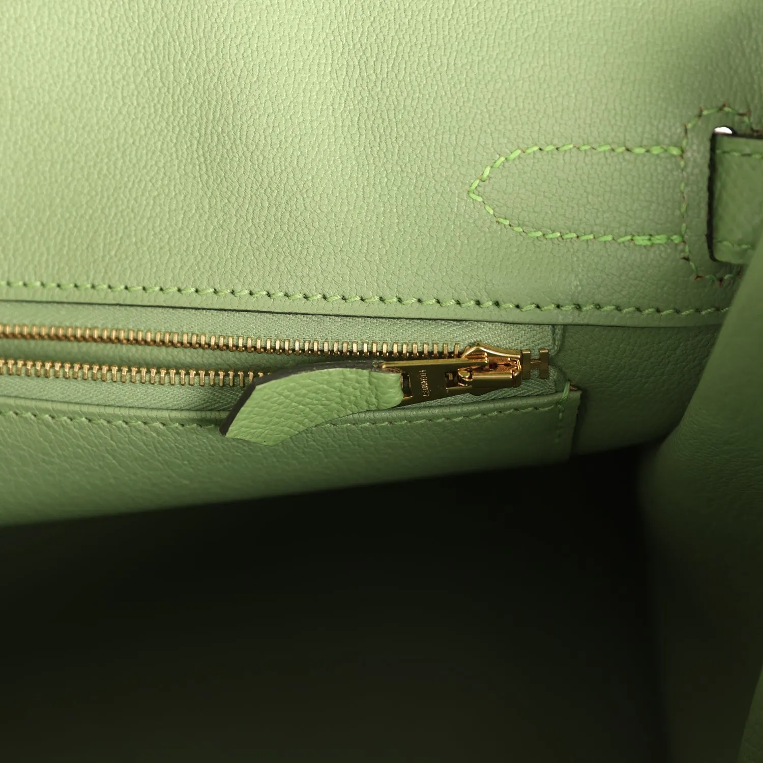 Herthtmes Birkin 40 Handbag  Vert Criquet Epsom GOLD Hardware
