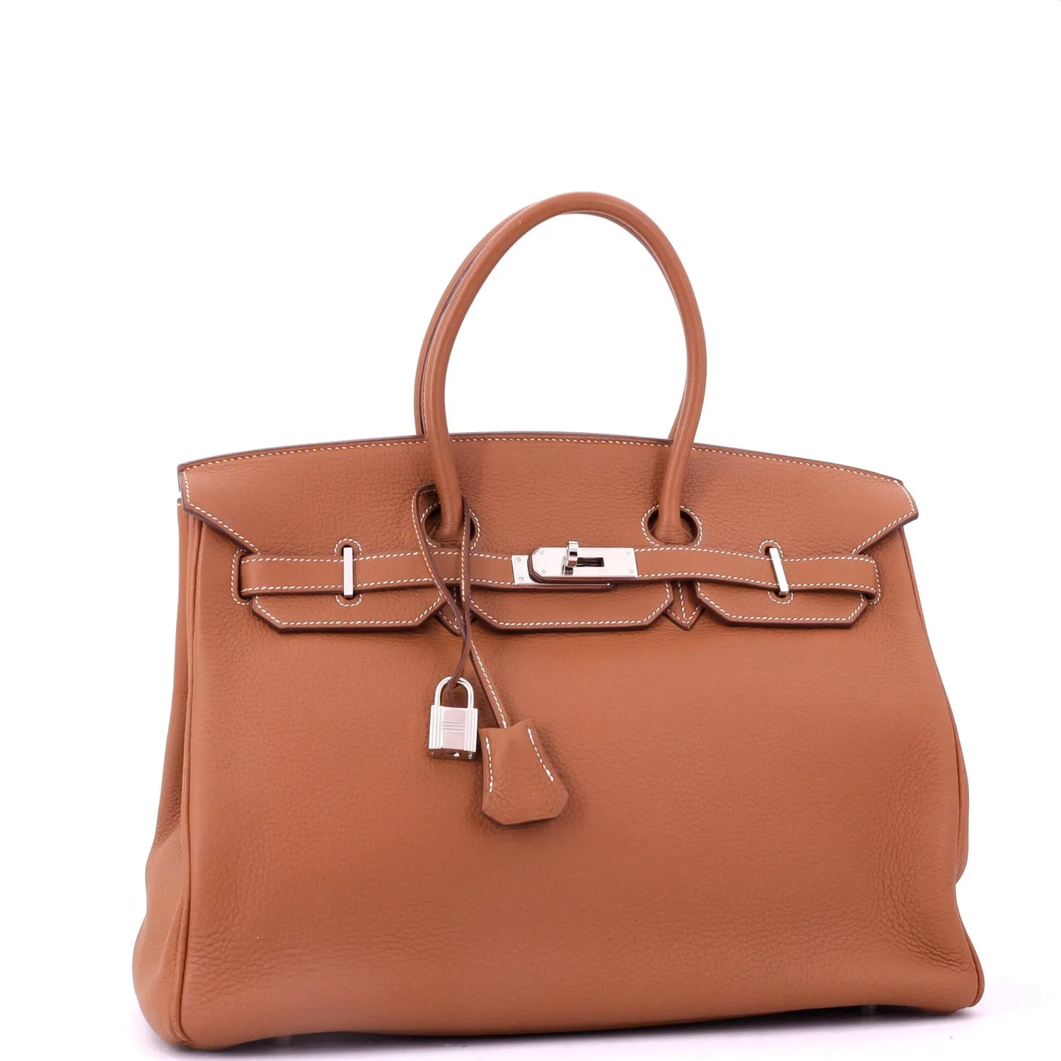Herthtmes Birkin 40 Handbag Gold Togo Hardware