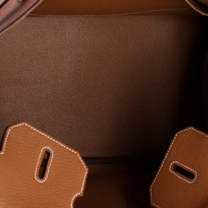 Herthtmes Birkin 40 Handbag Gold Togo Hardware