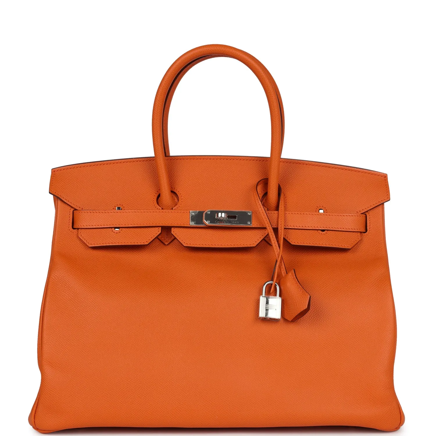 Herthtmes Birkin 40 Handbag  Orange Epsom Hardware