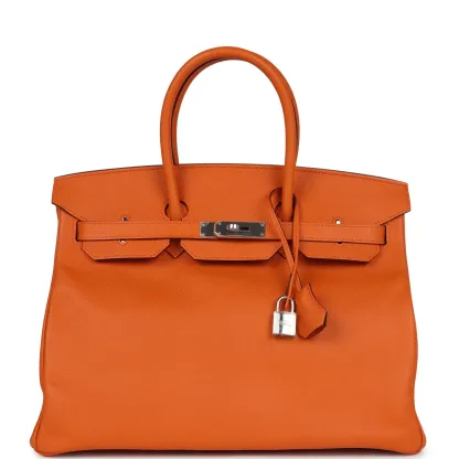 Herthtmes Birkin 40 Handbag  Orange Epsom Hardware