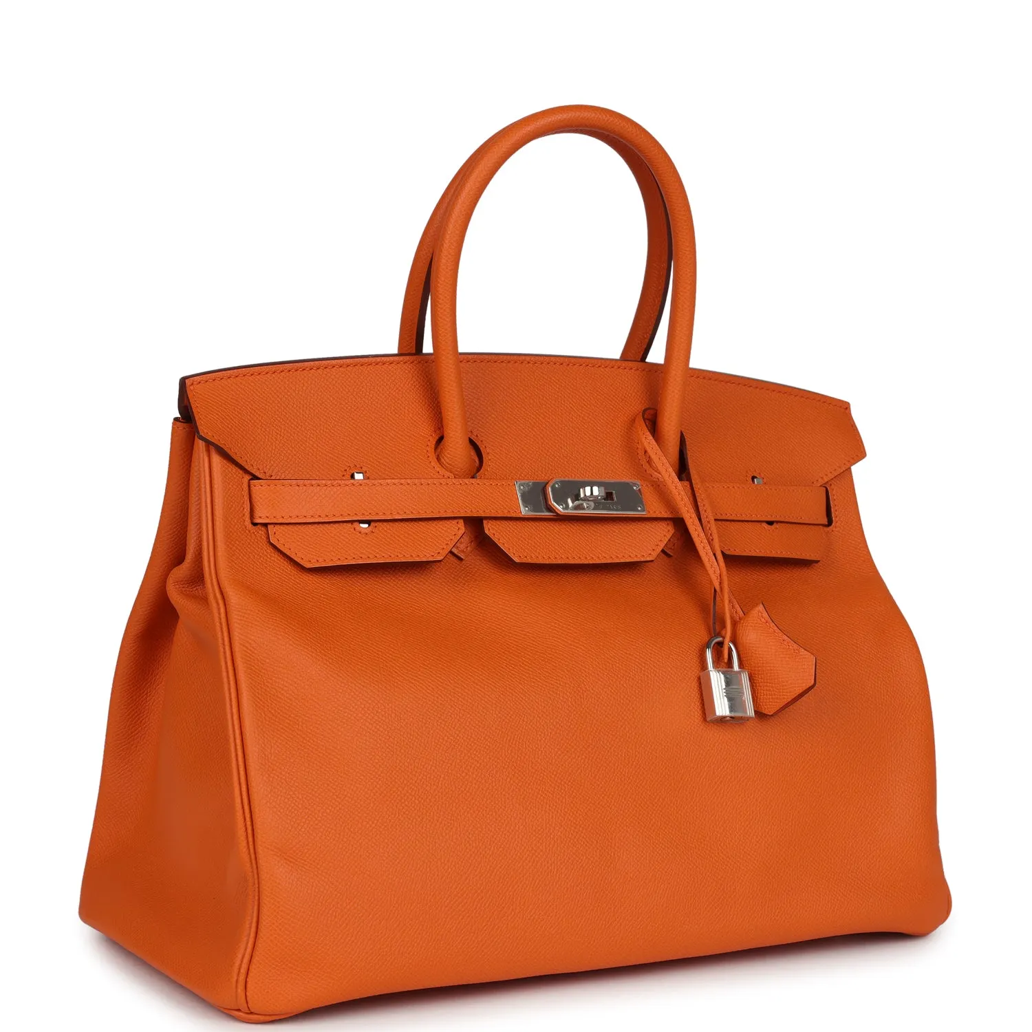 Herthtmes Birkin 40 Handbag  Orange Epsom Hardware