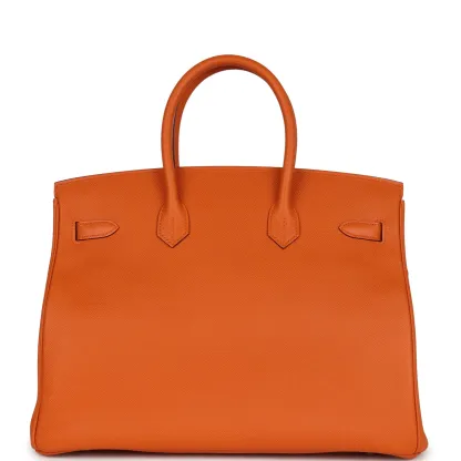 Herthtmes Birkin 40 Handbag  Orange Epsom Hardware