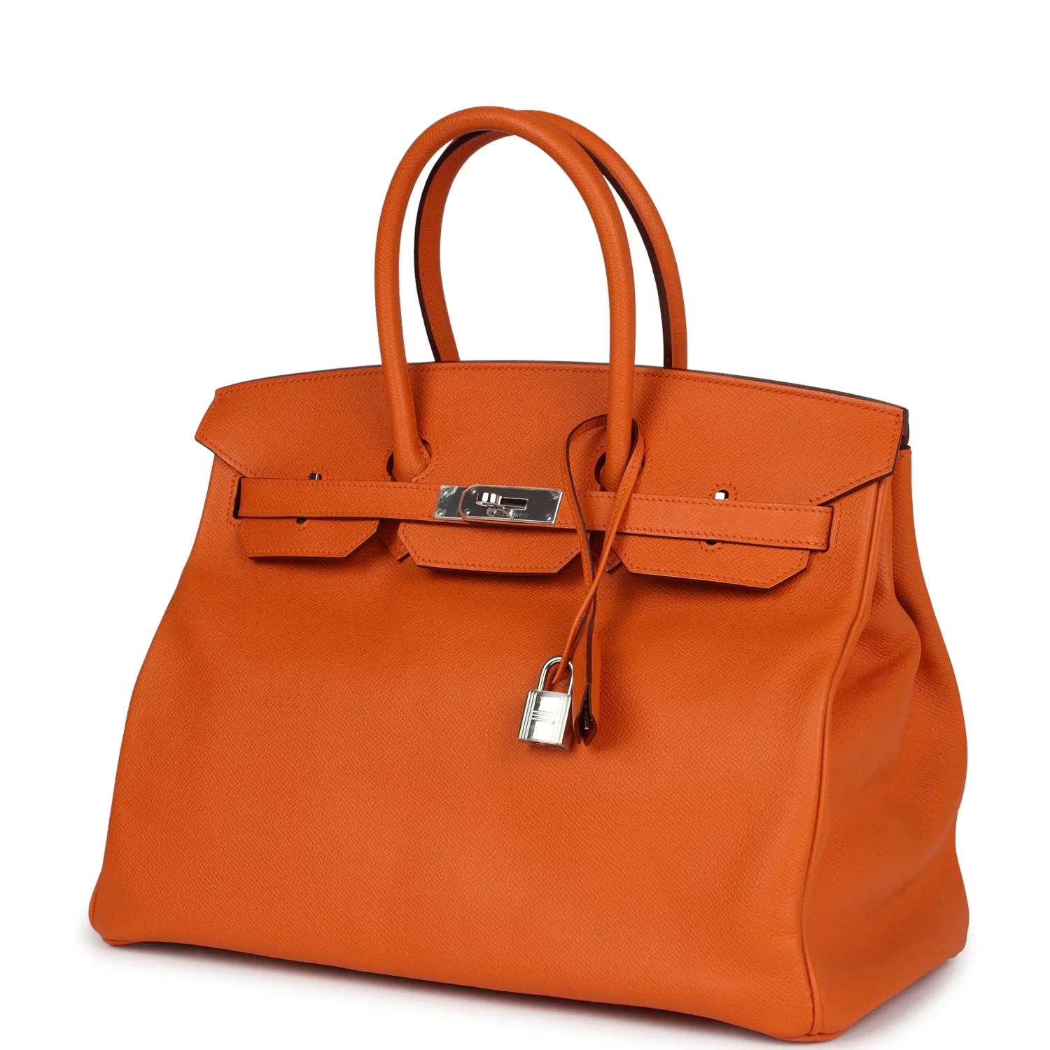 Herthtmes Birkin 40 Handbag  Orange Epsom Hardware