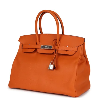 Herthtmes Birkin 40 Handbag  Orange Epsom Hardware