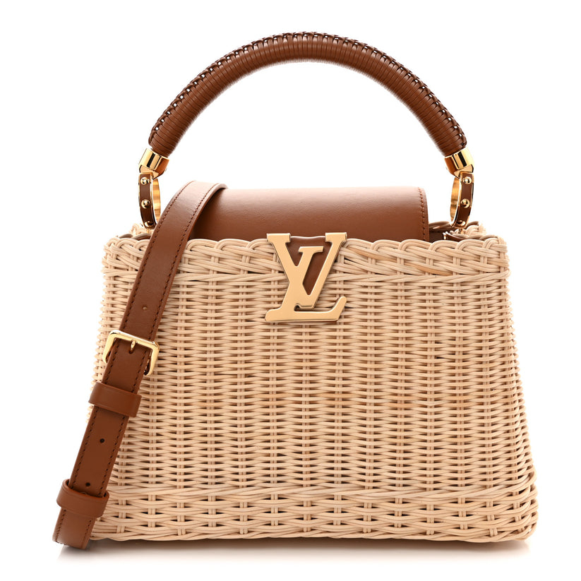 Rattan Calfskin Capucines BB Tan
