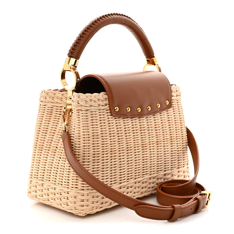 Rattan Calfskin Capucines BB Tan
