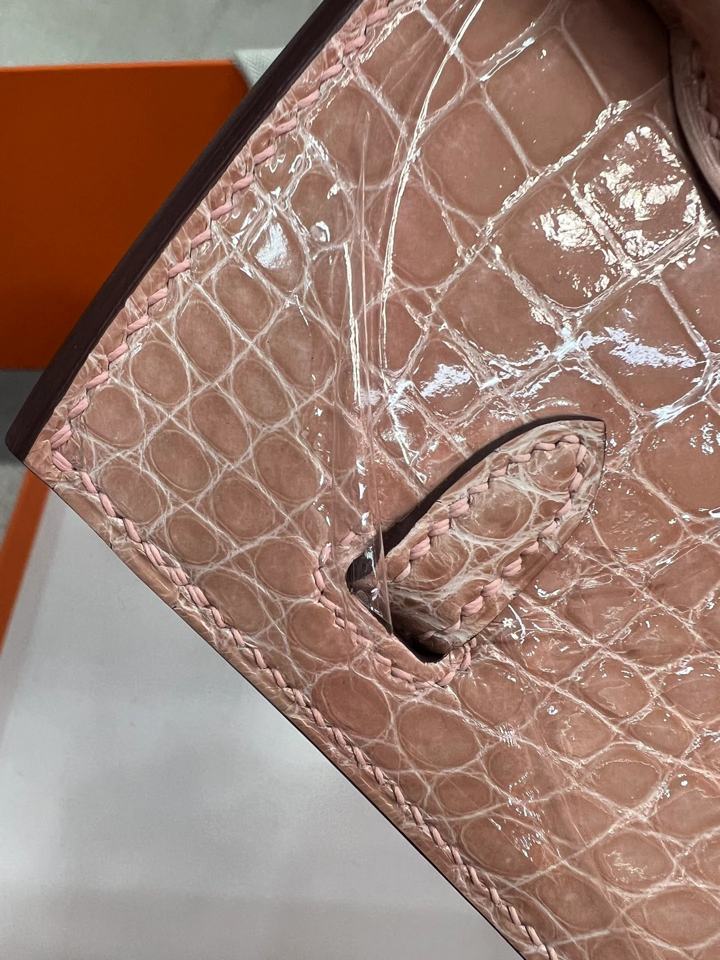 Luxury Handmade Birkin | Glossy Nile Crocodile Skin, Soft Ceramic Nude Pink