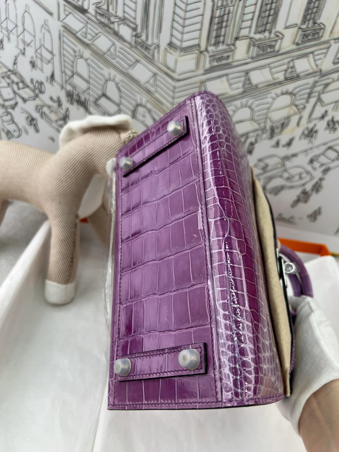 Luxury Handmade Birkin | Glossy Nile Crocodile Skin,Violet