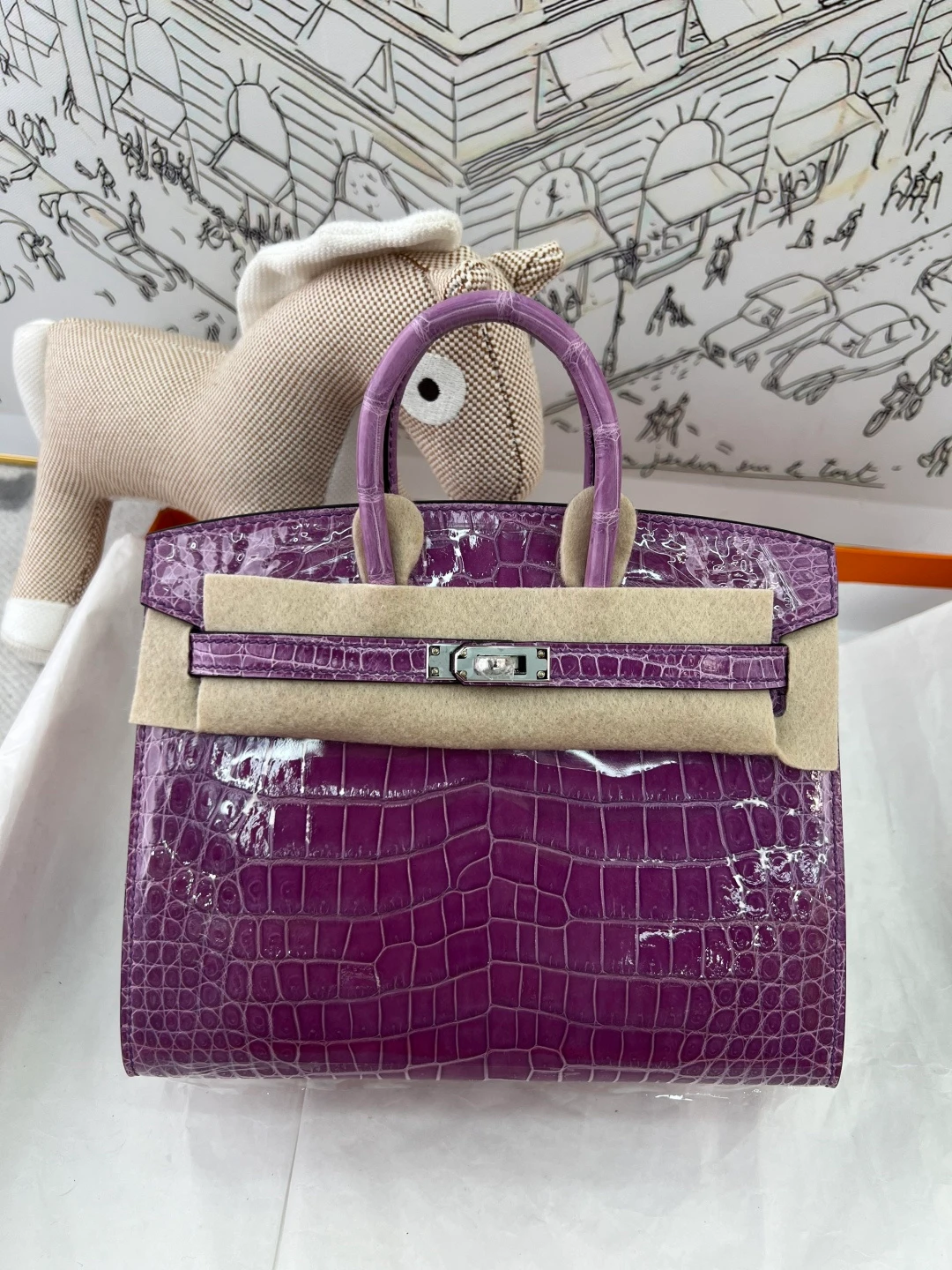 Luxury Handmade Birkin | Glossy Nile Crocodile Skin,Violet