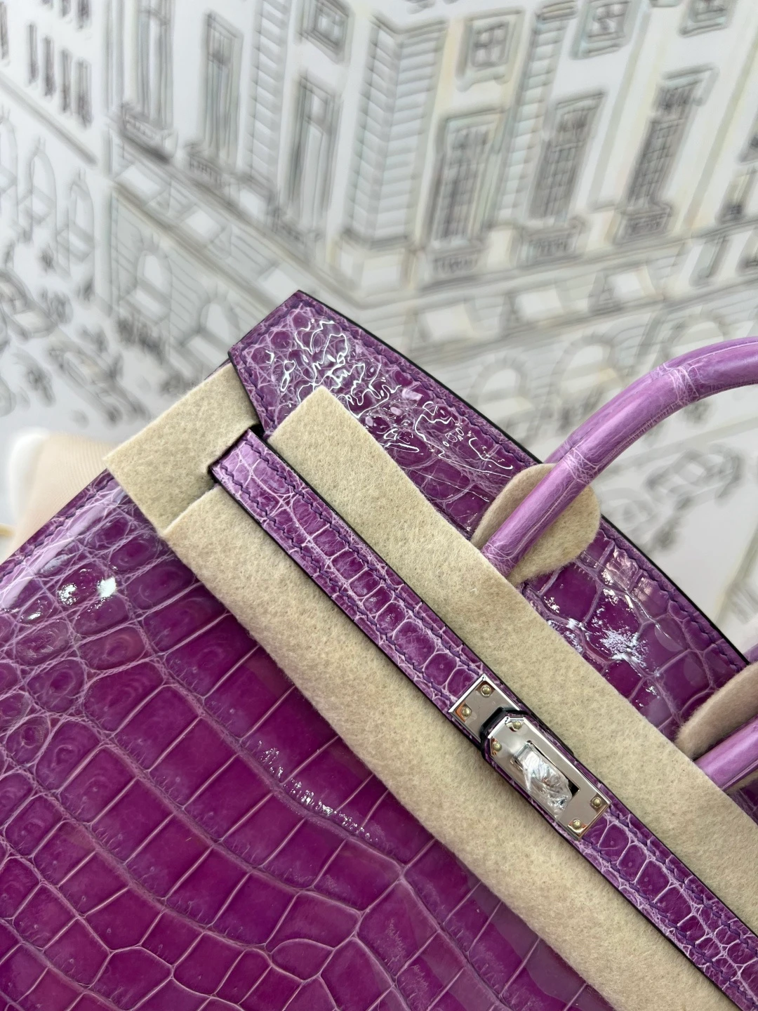 Luxury Handmade Birkin | Glossy Nile Crocodile Skin,Violet