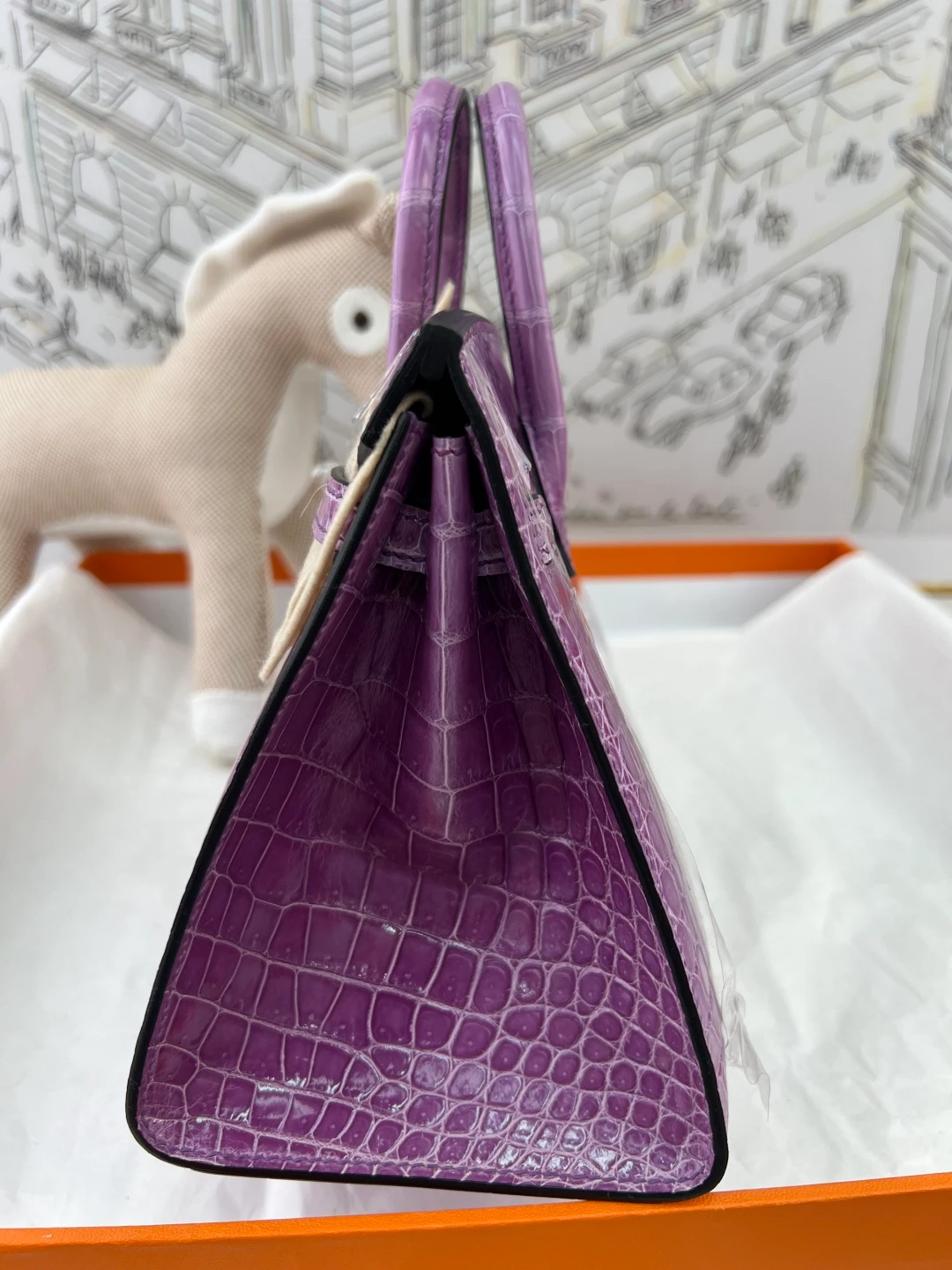 Luxury Handmade Birkin | Glossy Nile Crocodile Skin,Violet