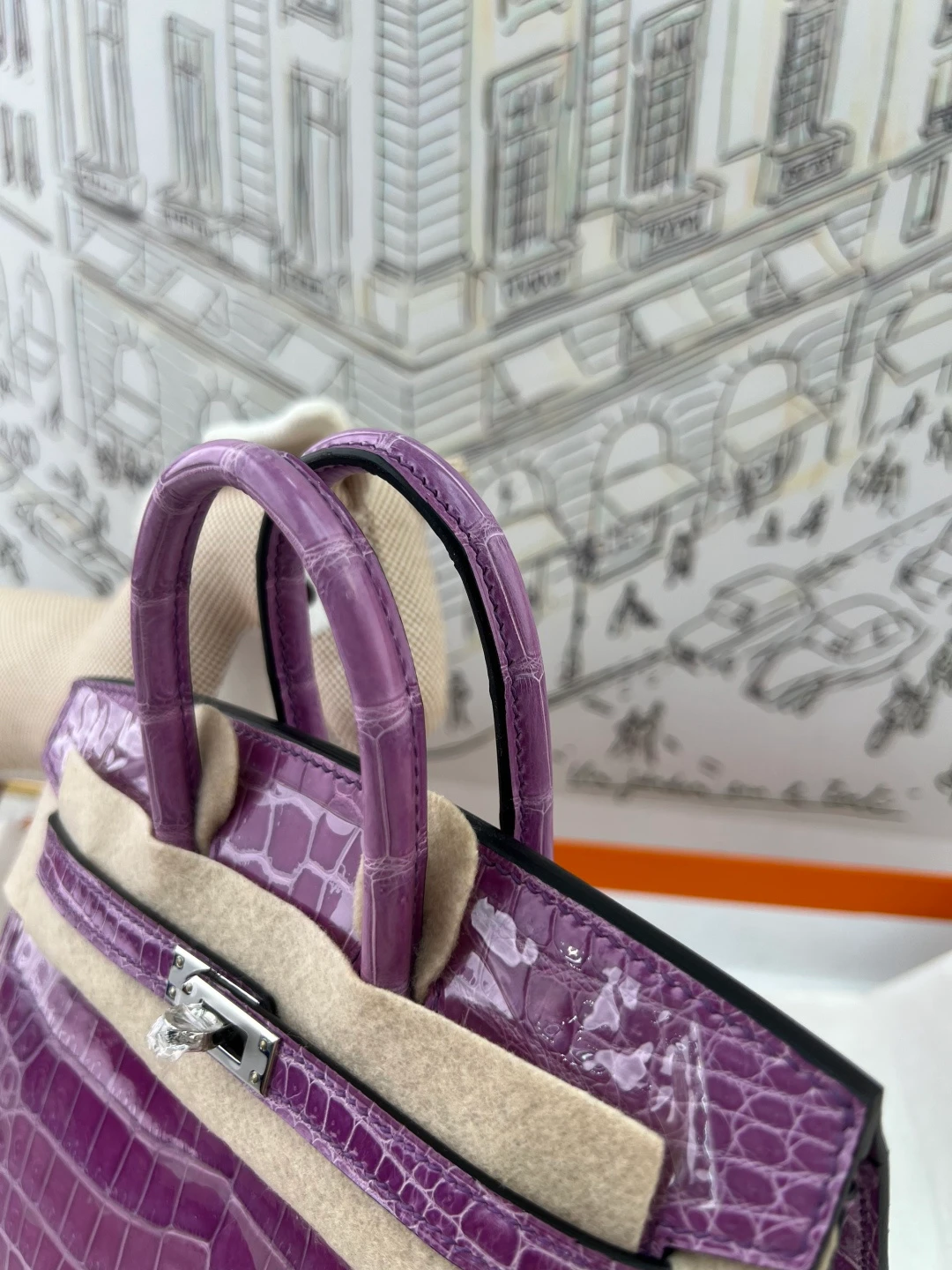 Luxury Handmade Birkin | Glossy Nile Crocodile Skin,Violet