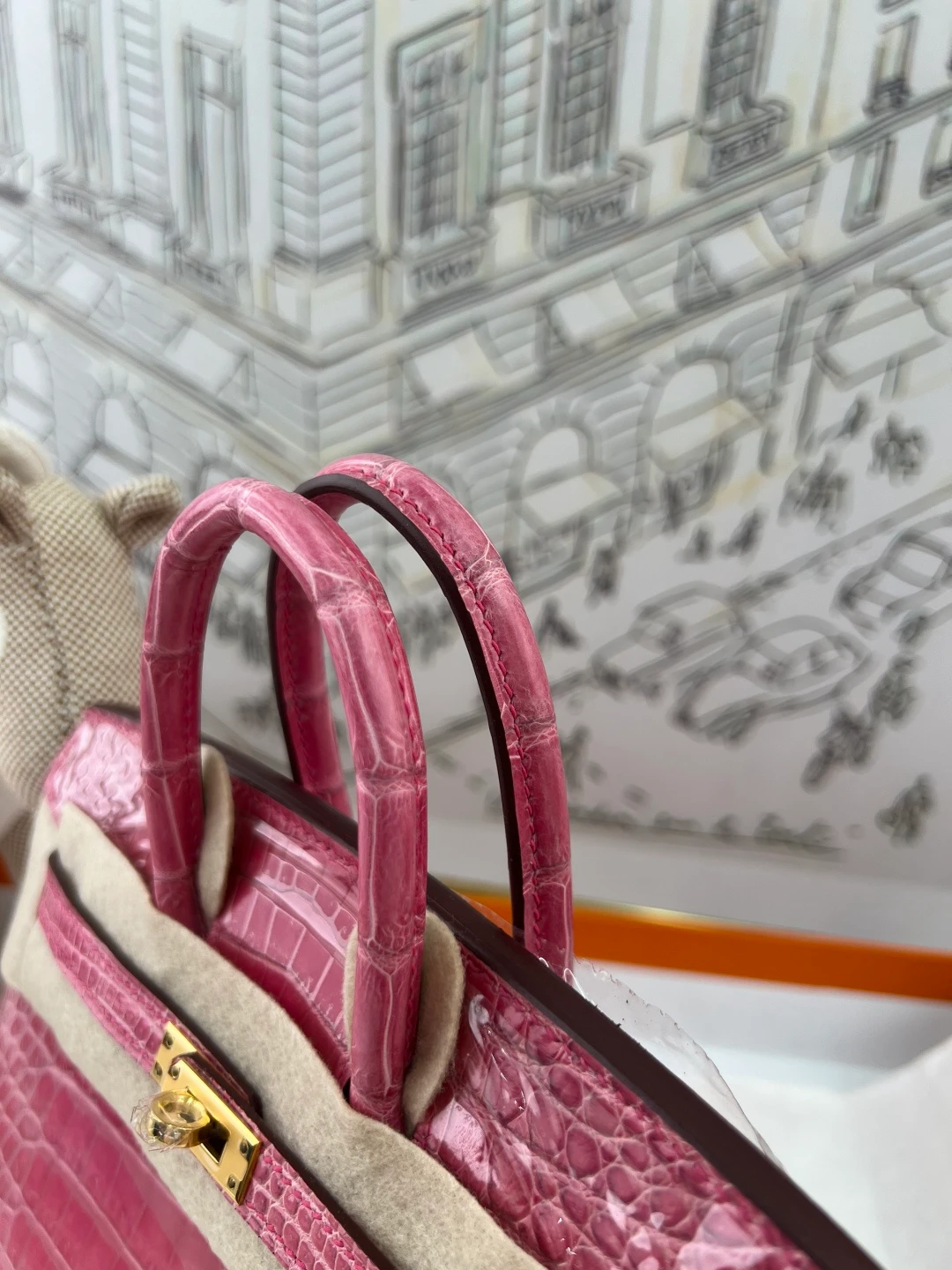Luxury Handmade Birkin | Glossy Fuchsia Nile Crocodile Skin