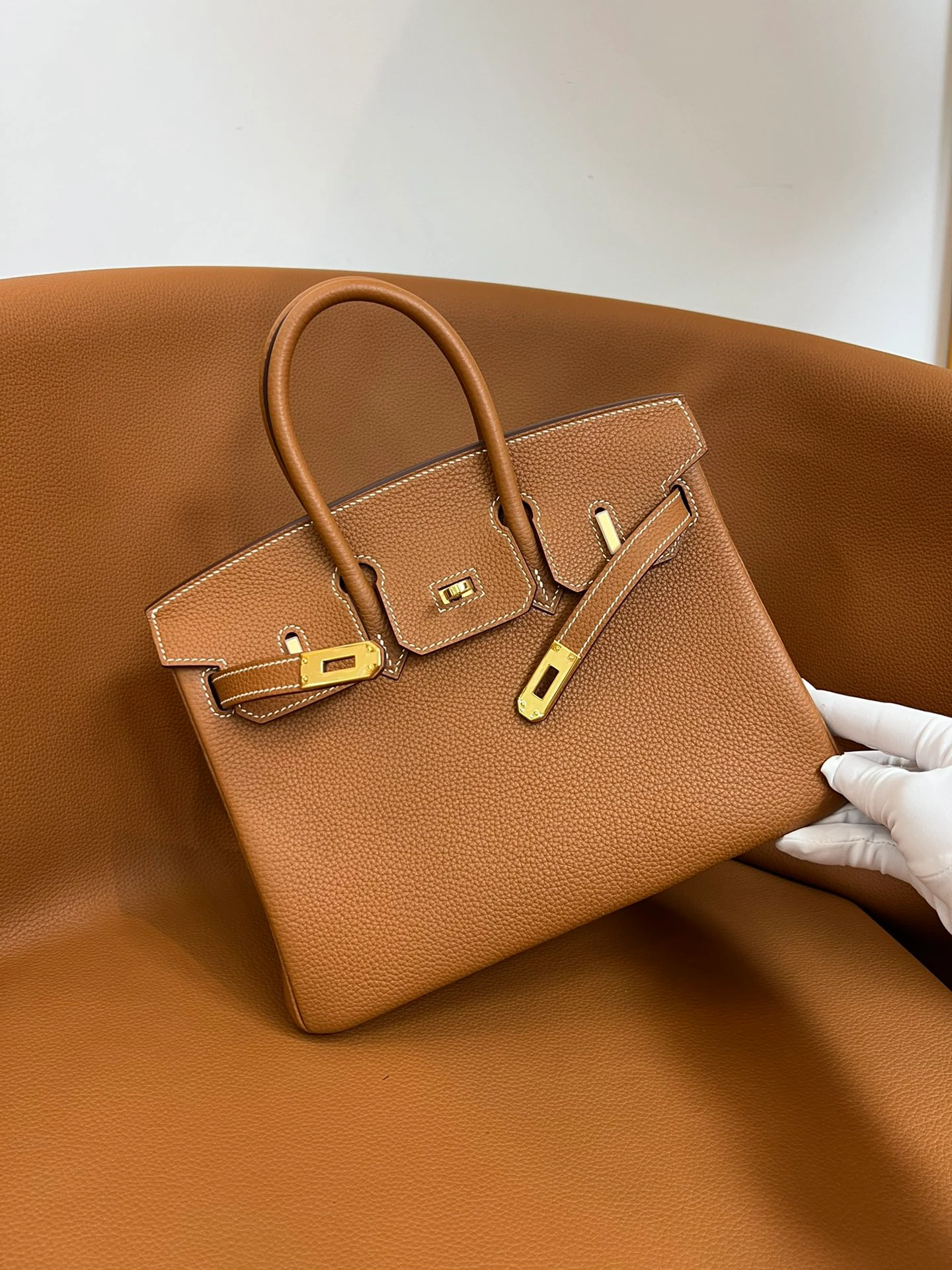 Birkin 25/30/35 Bag Gold (Golden‑Brown) Togo Leather