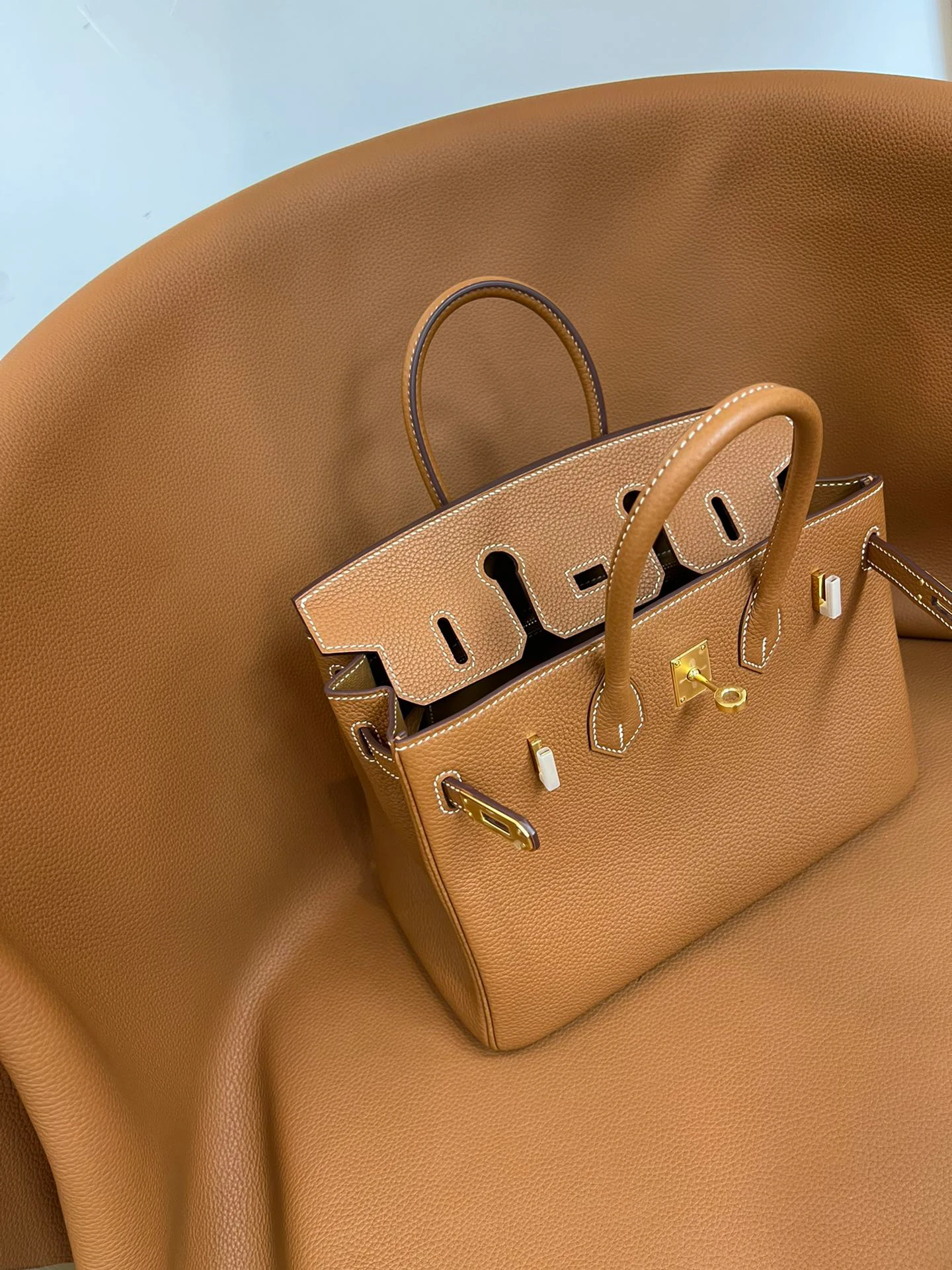 Birkin 25/30/35 Bag Gold (Golden‑Brown) Togo Leather