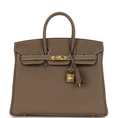 herthtmes Birkin 25 Etoupe Togo Gold Hardware