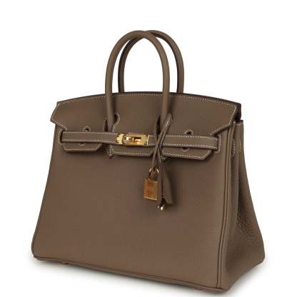 herthtmes Birkin 25 Etoupe Togo Gold Hardware