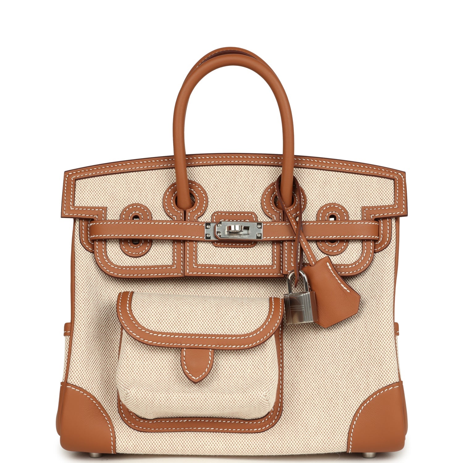 herthtmes Birkin 25 Cargo Ecru-Beige Toile H and Gold Swift Palladium Hardware