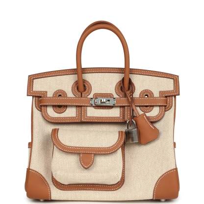 herthtmes Birkin 25 Cargo Ecru-Beige Toile H and Gold Swift Palladium Hardware