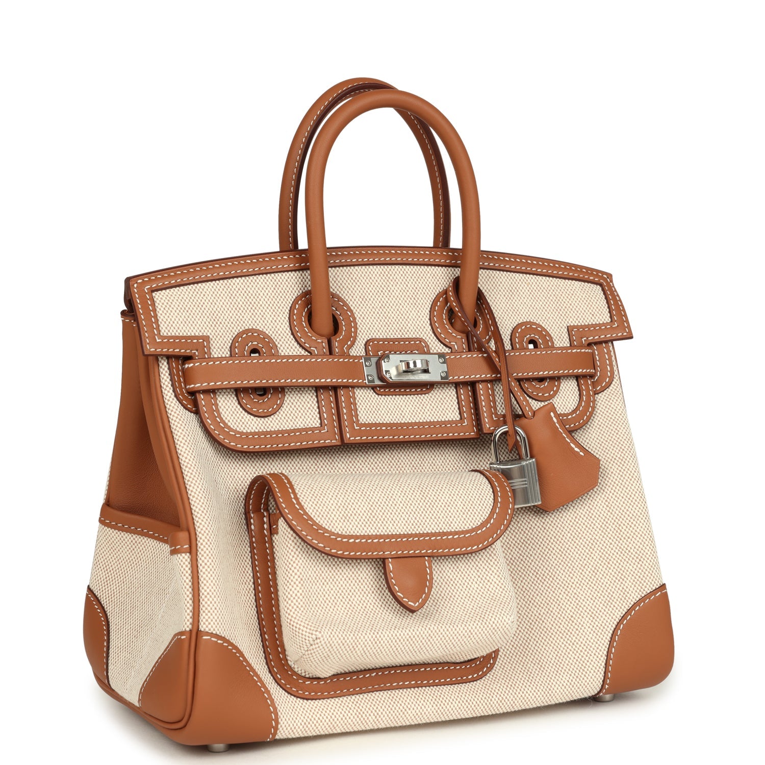 herthtmes Birkin 25 Cargo Ecru-Beige Toile H and Gold Swift Palladium Hardware