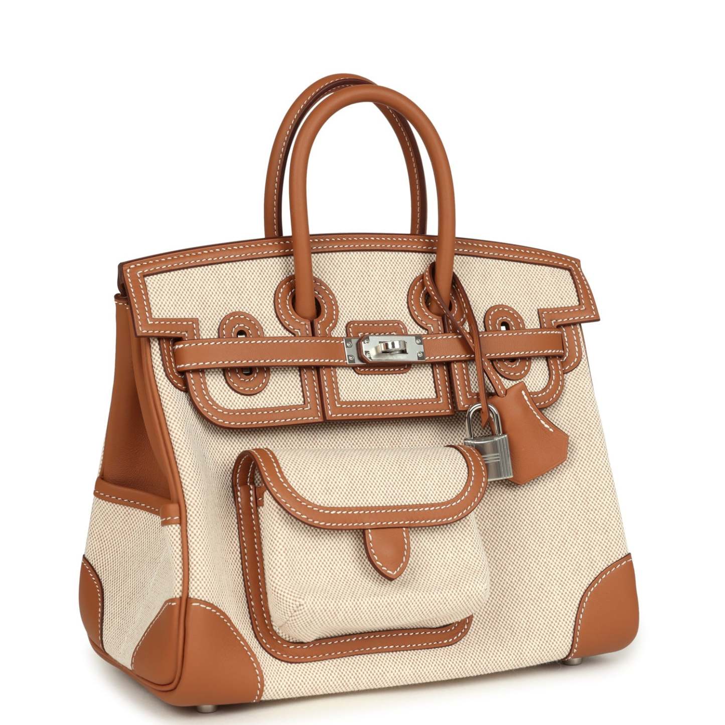 herthtmes Birkin 25 Cargo Ecru-Beige Toile H and Gold Swift Palladium Hardware