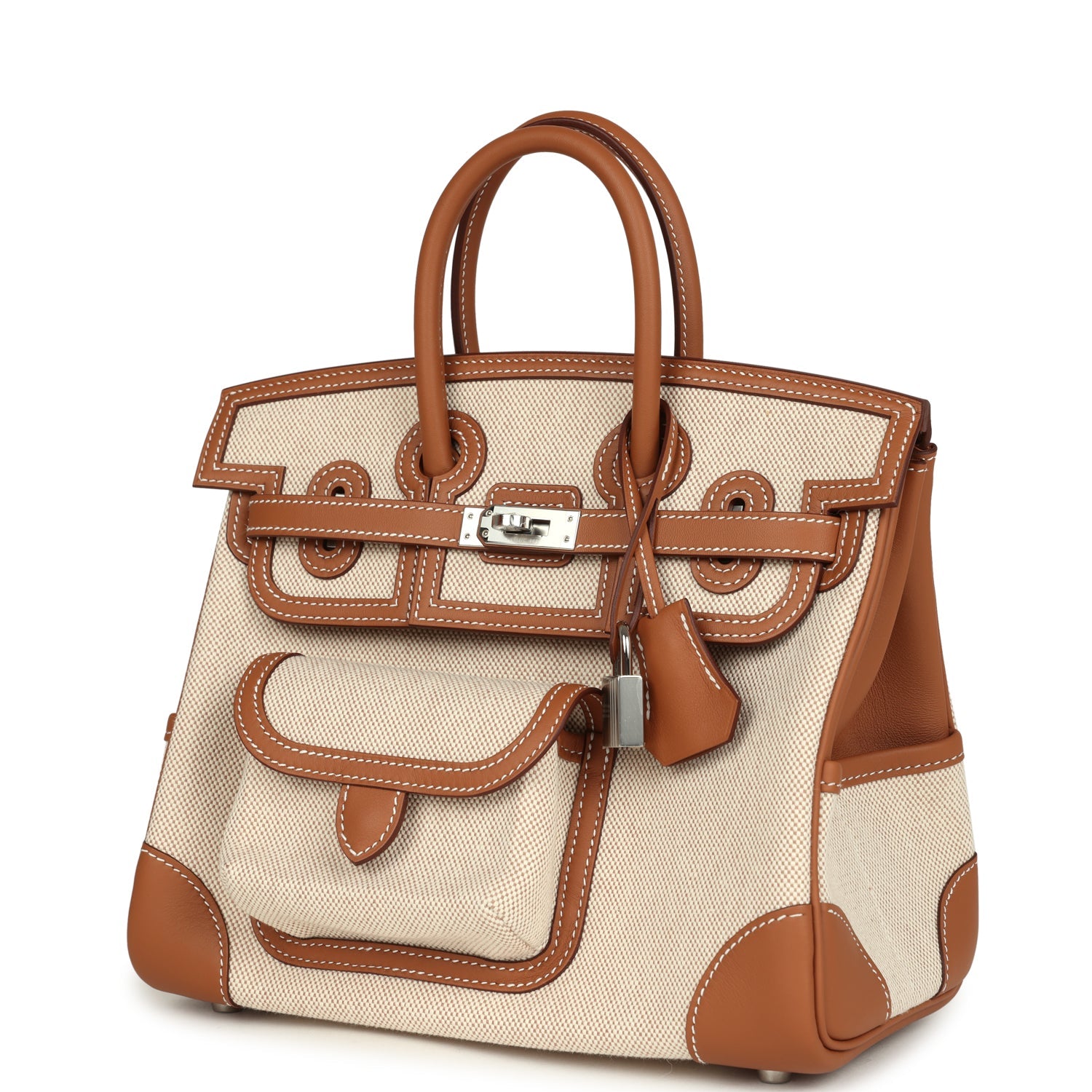 herthtmes Birkin 25 Cargo Ecru-Beige Toile H and Gold Swift Palladium Hardware