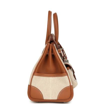 herthtmes Birkin 25 Cargo Ecru-Beige Toile H and Gold Swift Palladium Hardware
