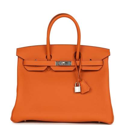 herthtmes Birkin 35 Orange Togo Palladium Hardware