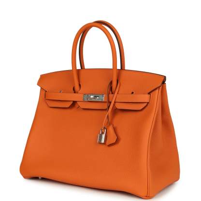 herthtmes Birkin 35 Orange Togo Palladium Hardware