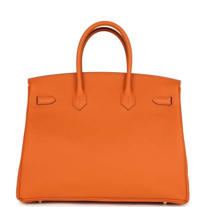 herthtmes Birkin 35 Orange Togo Palladium Hardware