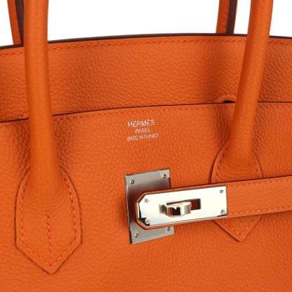 herthtmes Birkin 35 Orange Togo Palladium Hardware