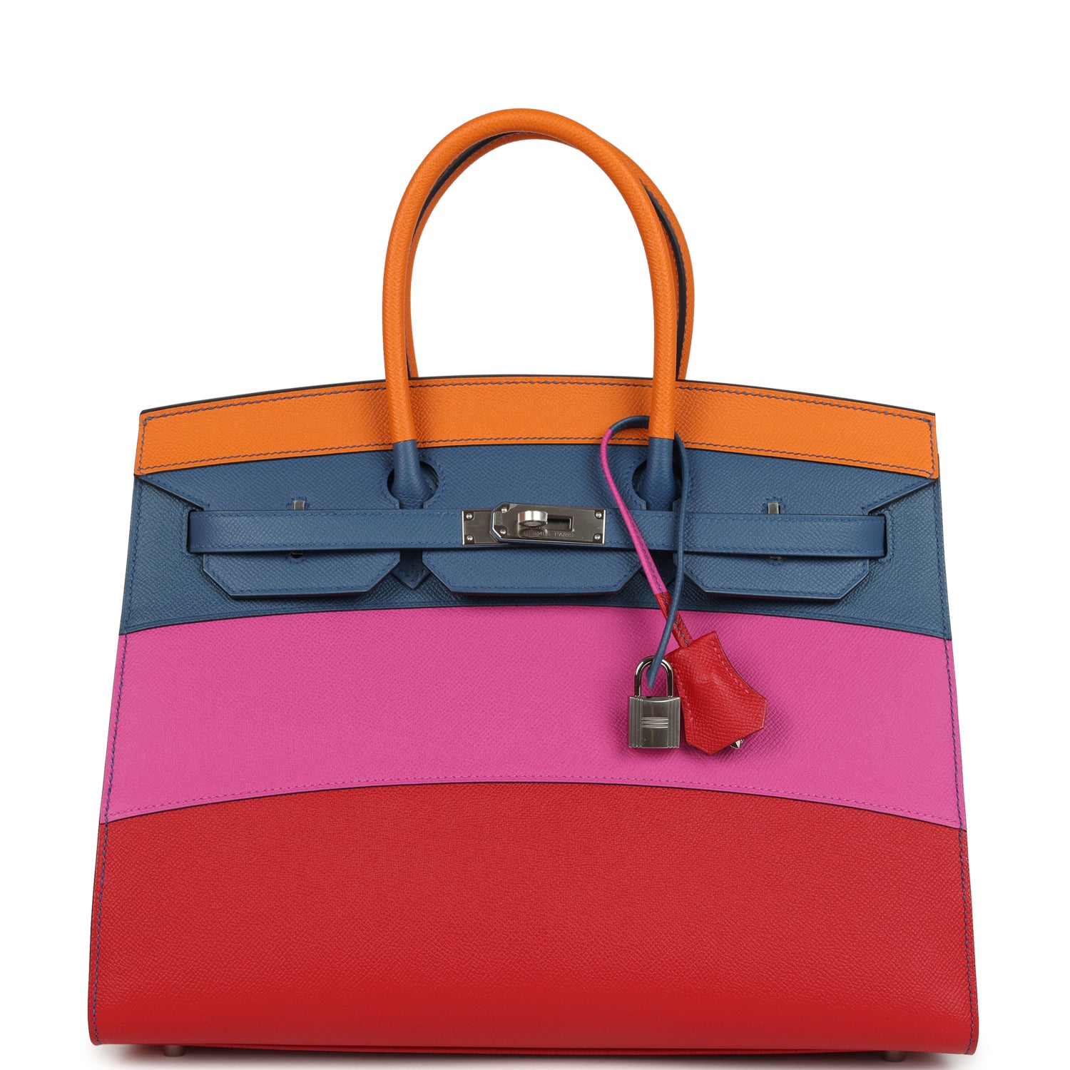 herthtmes Sunset Birkin Sellier 35 Abricot, Bleu Agate, Magnolia and Rouge Casaque Epsom Palladium Hardware