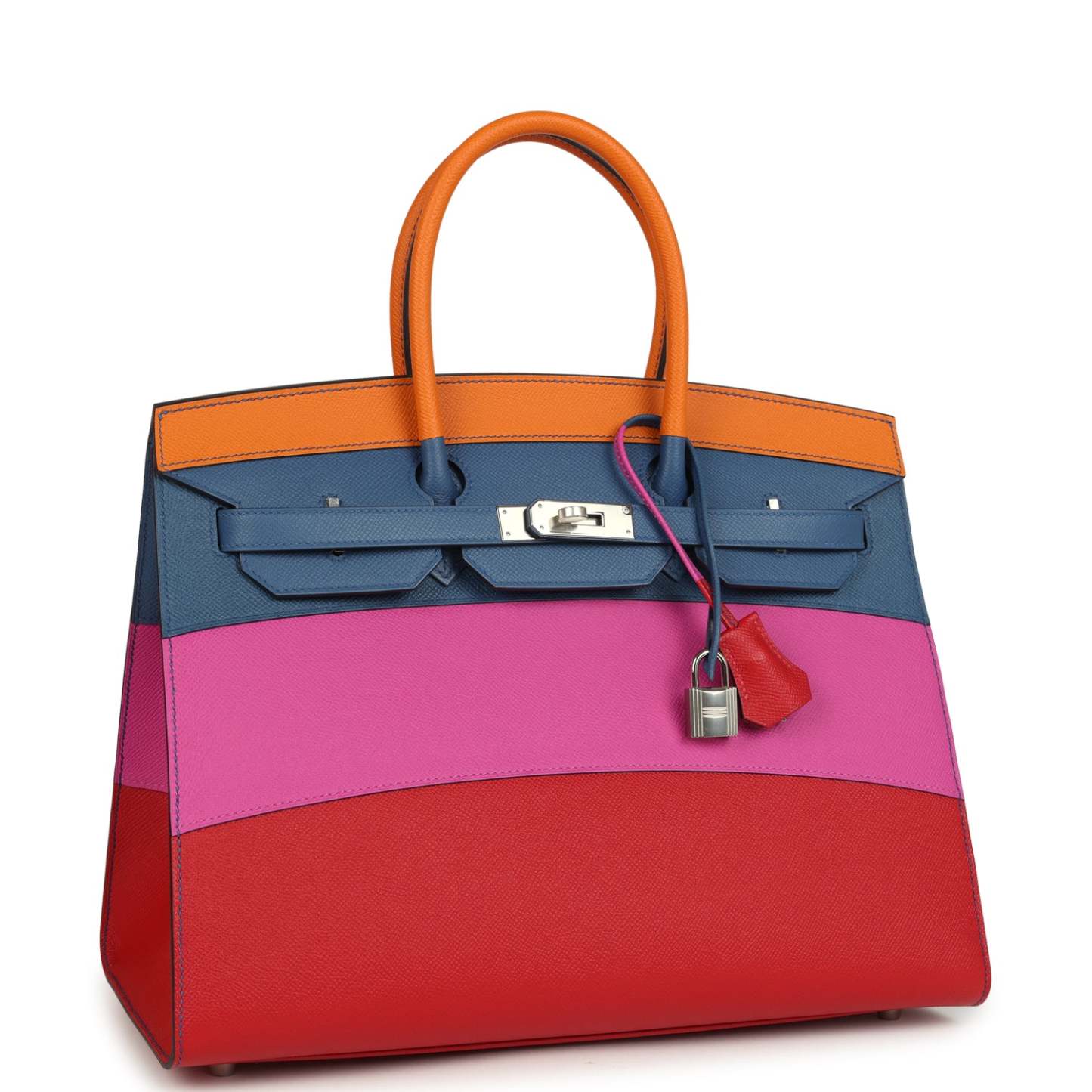 herthtmes Sunset Birkin Sellier 35 Abricot, Bleu Agate, Magnolia and Rouge Casaque Epsom Palladium Hardware