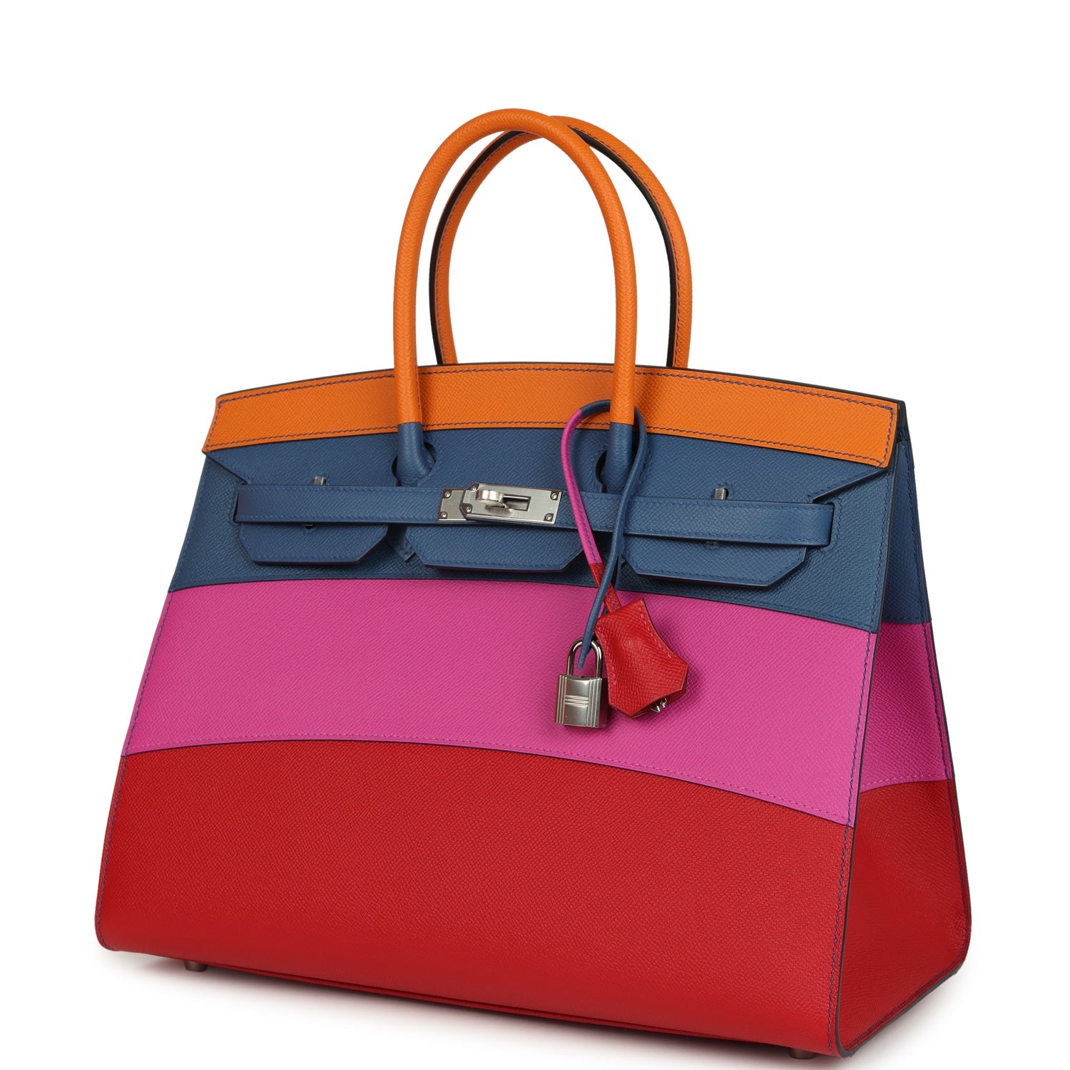 herthtmes Sunset Birkin Sellier 35 Abricot, Bleu Agate, Magnolia and Rouge Casaque Epsom Palladium Hardware