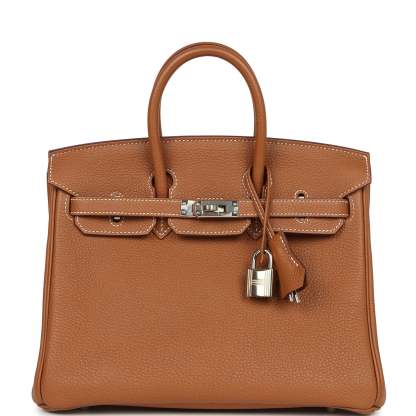 herthtmes Birkin 25 Gold Togo Palladium Hardware