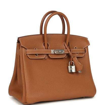 herthtmes Birkin 25 Gold Togo Palladium Hardware