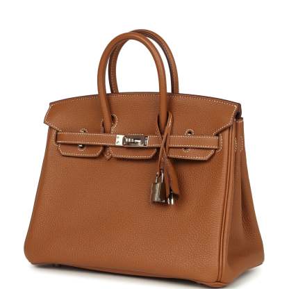 herthtmes Birkin 25 Gold Togo Palladium Hardware