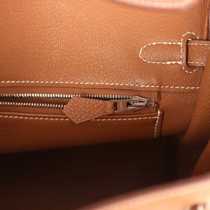 herthtmes Birkin 25 Gold Togo Palladium Hardware