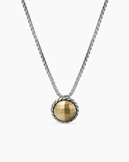 Petite Chatelaine庐 Necklace Sterling Silver with 18K Yellow Gold Dome, 10mm