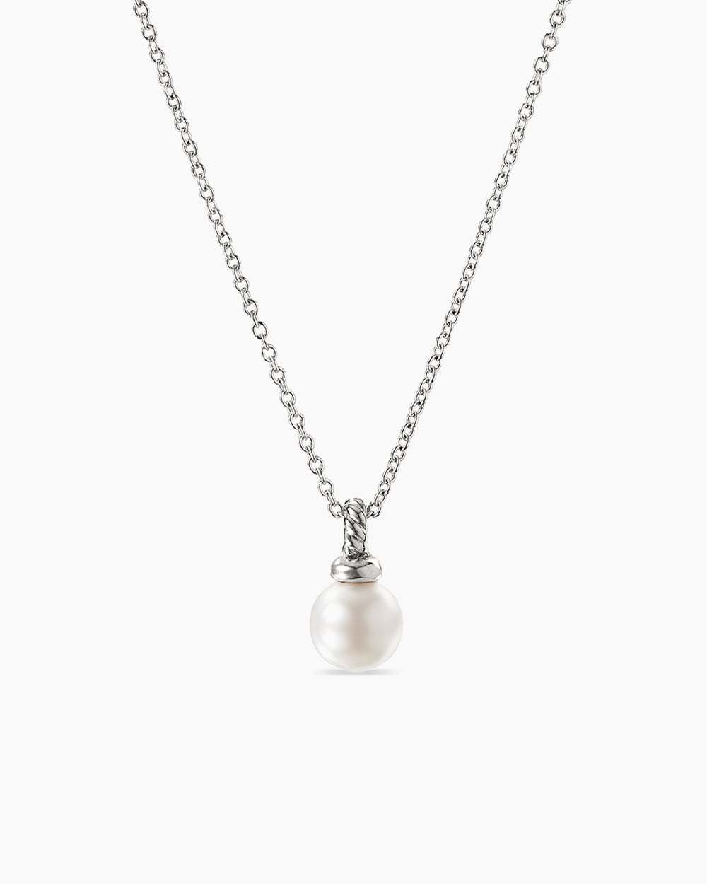 Petite Solari Pendant Necklace 18K White Gold with Pearl and Diamonds, 11.5mm