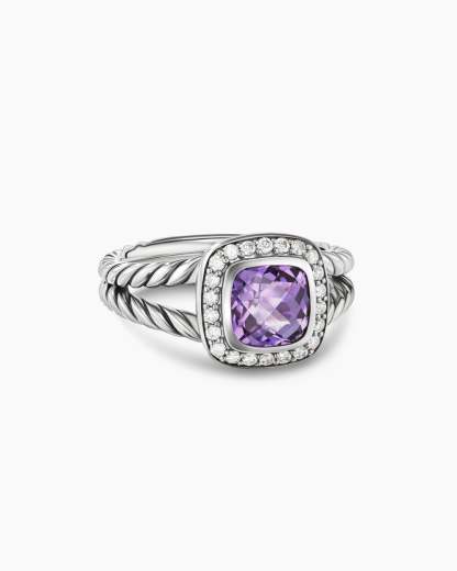 Petite Albion庐 Ring Sterling Silver with Amethyst and Diamonds, 7mm