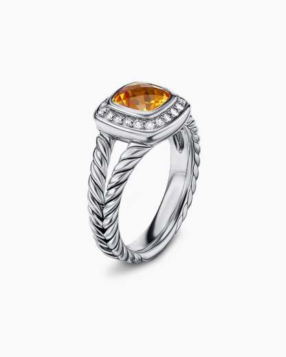 Petite Albion庐 Ring Sterling Silver with Citrine and Diamonds, 7mm
