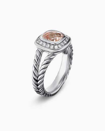 Petite Albion庐 Ring Sterling Silver with Morganite and Diamonds, 7mm
